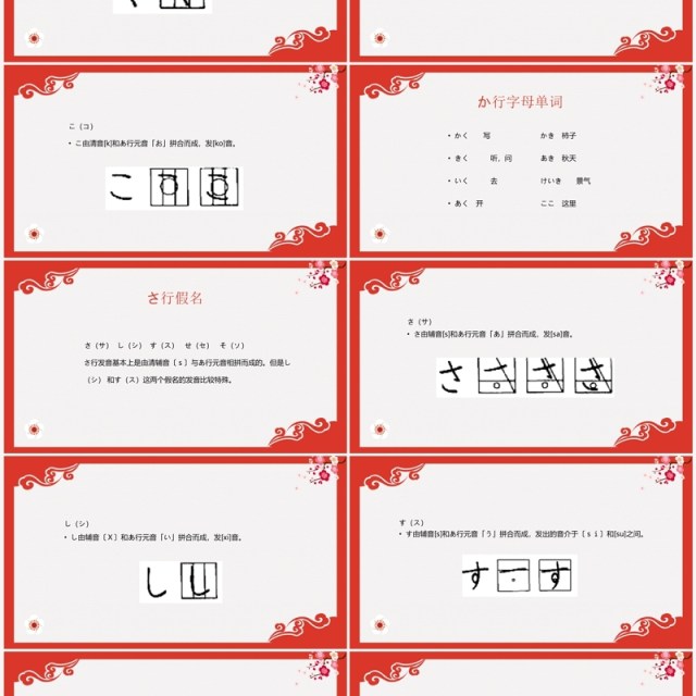 红色日语入门教程日语教学PPT模板