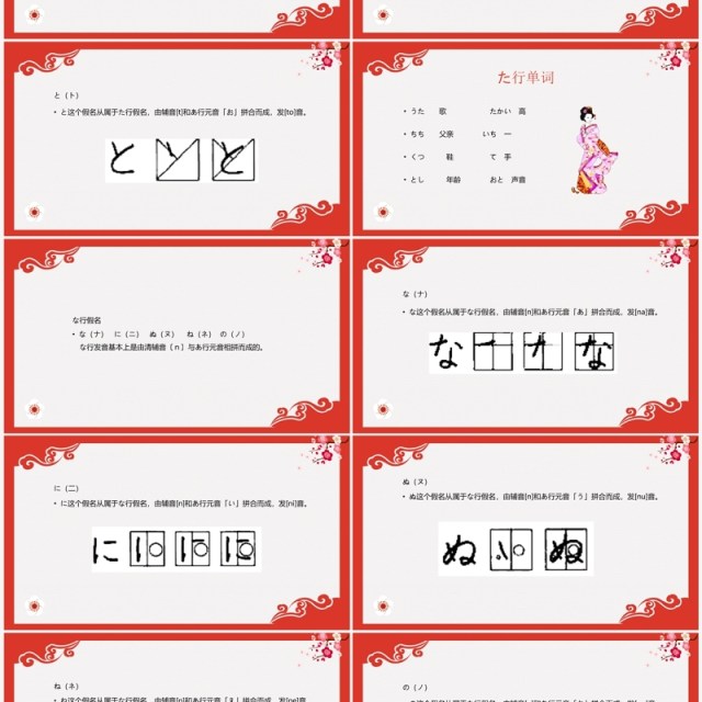 红色日语入门教程日语教学PPT模板