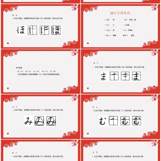 红色日语入门教程日语教学PPT模板