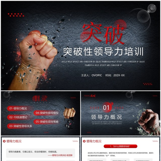 红色高端商务风突破性领导力企业培训PPT模板 红色高端商务风突破性领导力企业培训PPT模板