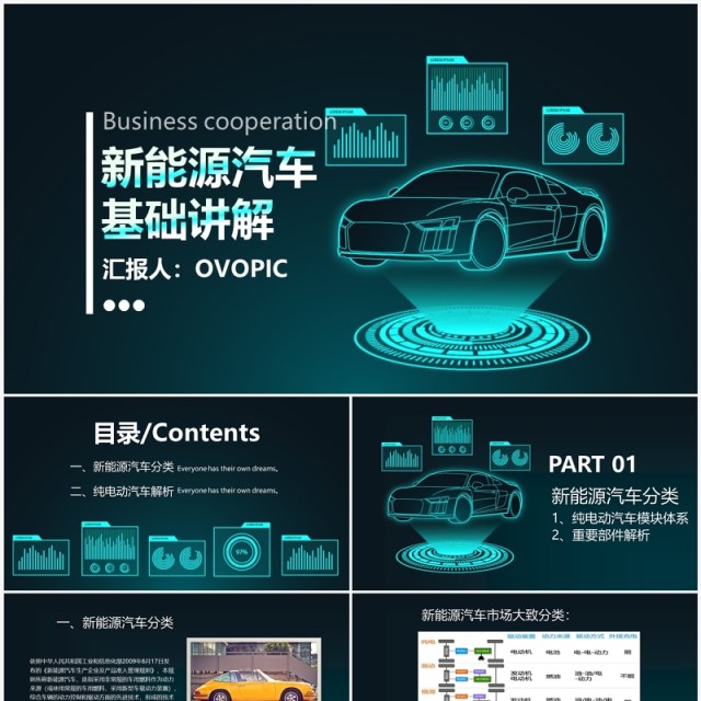 创意科技新能源汽车基础知识讲解PPT模板