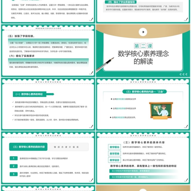 绿色简约风小学数学新课标变化与解读PPT模板 绿色简约风小学数学新课标变化与解读PPT模板