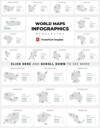 48款世界地图多国家信息PPT矢量图形
