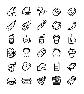 食物与饮料线条线性矢量图标UI素材icon