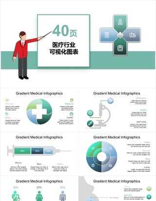 40页医疗行业通用可视化图表PPT模板