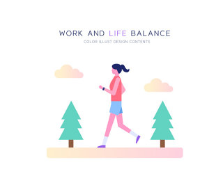 跑步健身小场景网页UI插画插图AI矢量素材