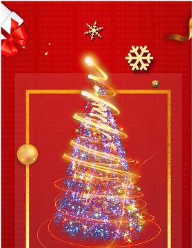 红色温馨喜庆竖版圣诞节贺卡PPT模板