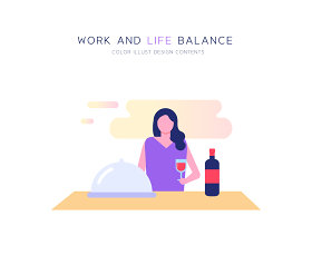 工作生活平衡喝红酒小场景网页UI插画娱乐休闲插图AI矢量素材