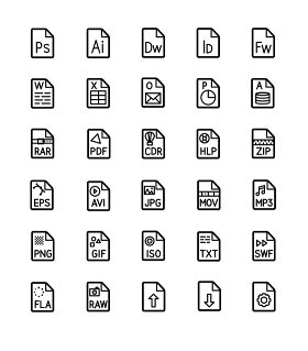 文件格式线条线性矢量图标UI素材icon