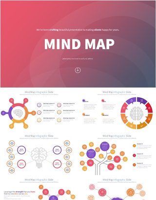 12套色系思维导图信息图表PPT素材模板Mind Map - Color 12 (Playfull)