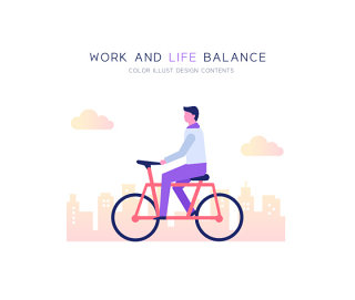 一个人骑自行车小场景网页UI插画插图AI矢量素材