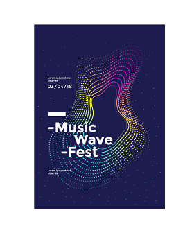 几何流体蒸汽波抽象封面H5电子音乐节海报模板AI矢量素材