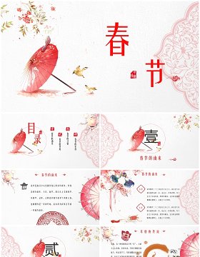 淡雅中国风春节文化习俗介绍PPT模板