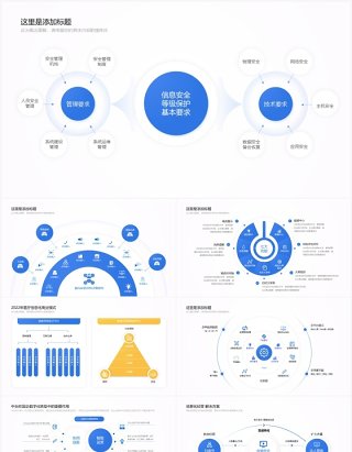 蓝色简约互联网逻辑架构思维导图PPT模板