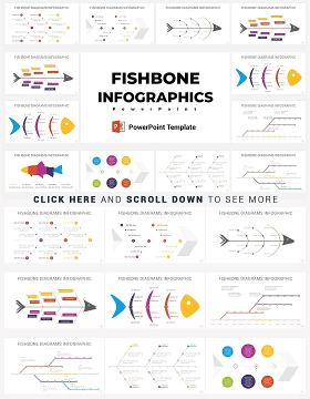 鱼骨信息图PPT图表矢量完整全套配色