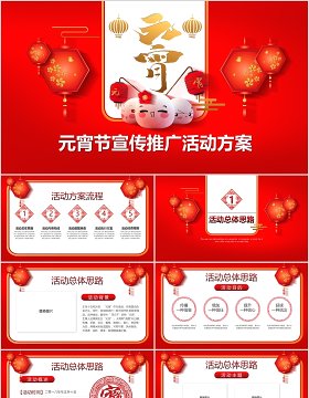 红色喜庆中国风元宵节宣传活动推广方案PPT模板