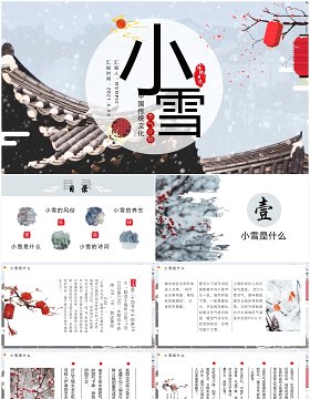 淡雅中国风传统二十四节气之小雪介绍PPT模板