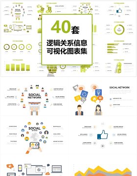 40页逻辑关系图形信息可视化PPT图表