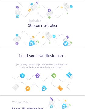 30个Adobe Illustrator创建的迷你插图包和单独元素库
