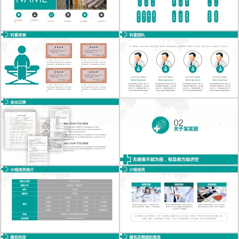 简约绿色医疗医学品管圈主题汇报PPT模板