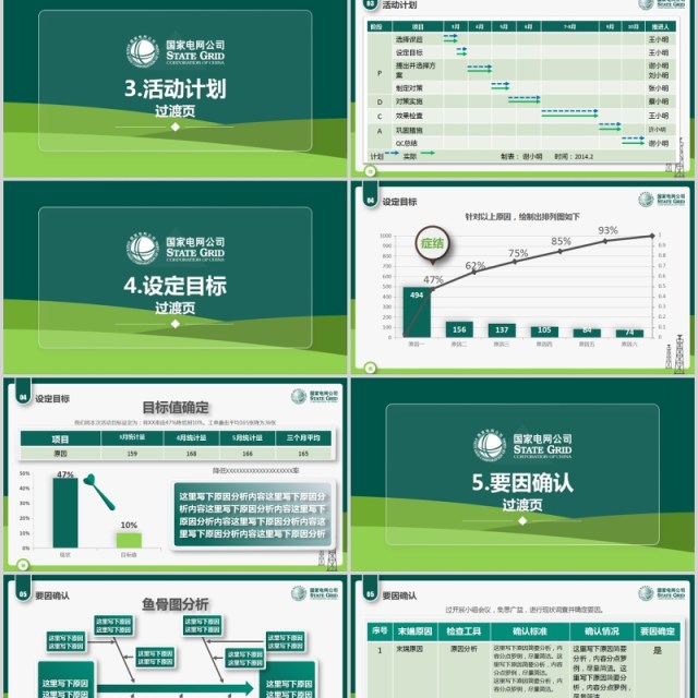 简约QC课题QC小组活动发布PPT模板