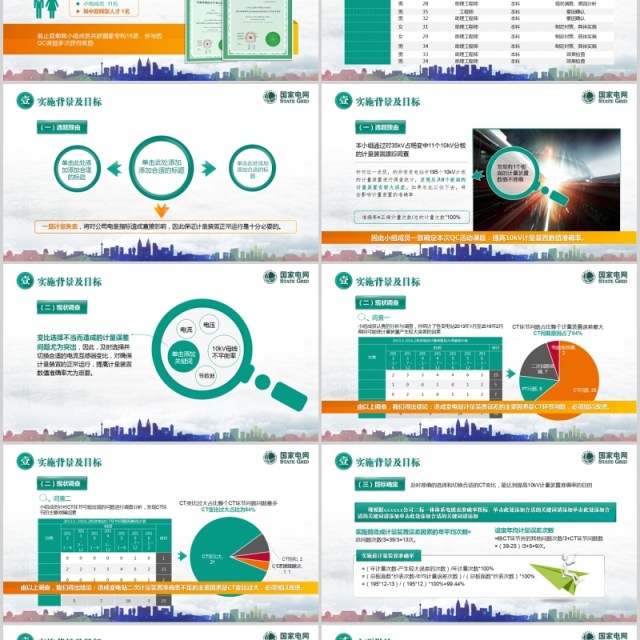 创意时尚获奖国家电网QC模板PPT模板