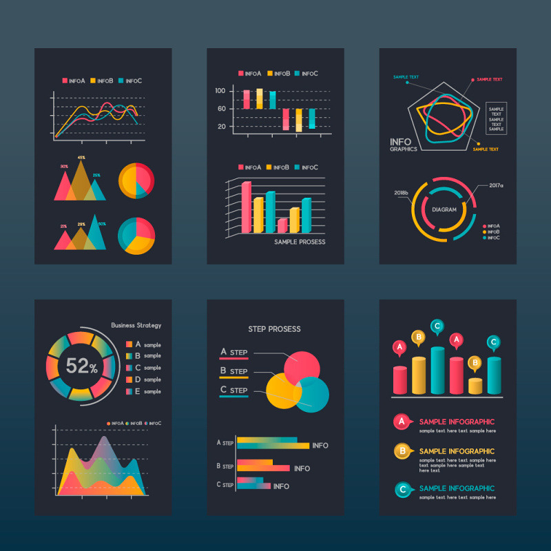 彩色数据统计信息图素材简约素材