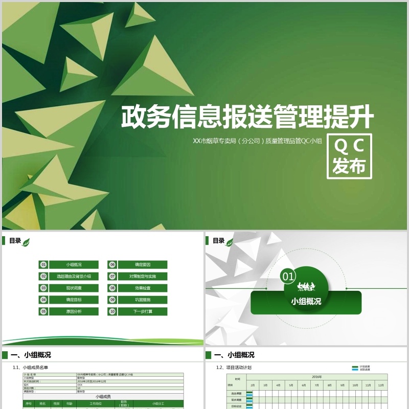 QC发布政务信息报送管理提升PPT模板