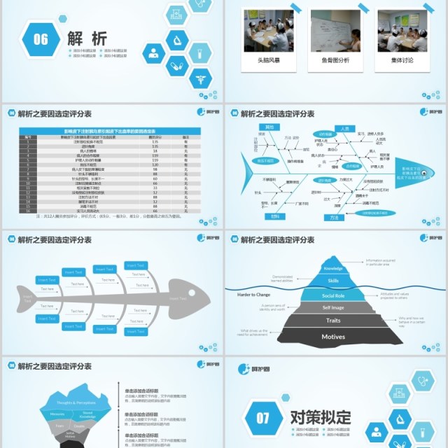 简约清爽蓝色品管圈PPT模板