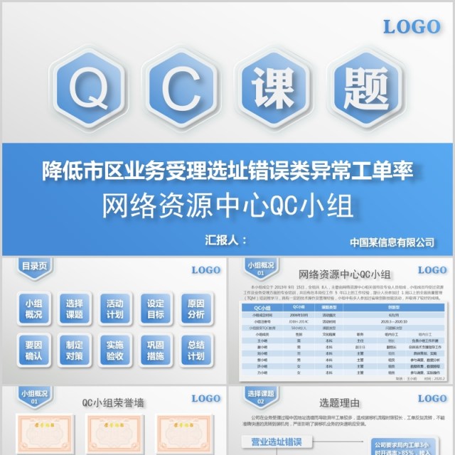 QC课题网络资源中心课题发布PPT模板 QC课题网络资源中心课题发布PPT模板