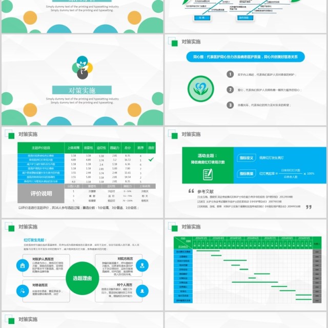 简约扁平风医生护士护理品管圈成果汇报PPT模板
