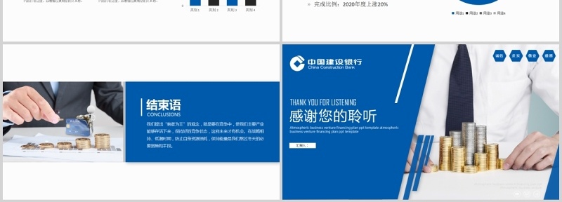 中国建设银行工作总结汇报PPT模板
