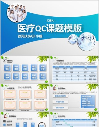 简约医疗医学QC课题品管圈PPT模板