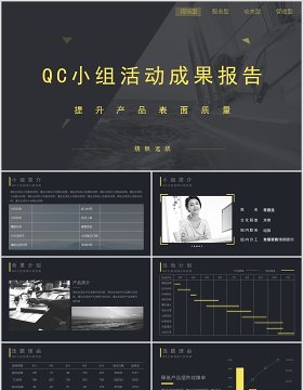 黑色简约QC小组活动成果汇报PPT模板