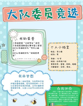 创意卡通竞选小报中小学生竞选海报