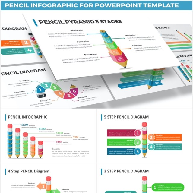 创意铅笔图形信息图表PPT素材可视化元素Pencil Infographic for Powerpoint Template 创意铅笔图形信息图表PPT素材可视化元素Pencil Infographic for Powerpoint Template