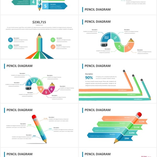 创意铅笔图形信息图表PPT素材可视化元素Pencil Infographic for Powerpoint Template 创意铅笔图形信息图表PPT素材可视化元素Pencil Infographic for Powerpoint Template
