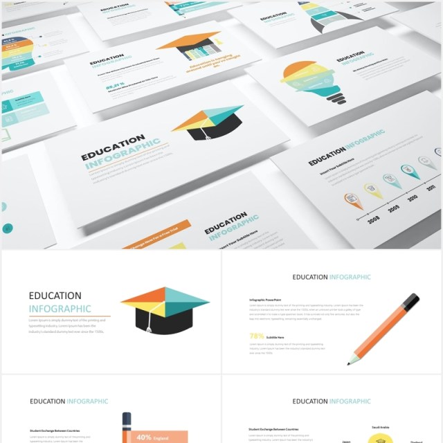 创意图形教育教学PPT信息图表素材Education Infographic Powerpoint  Template