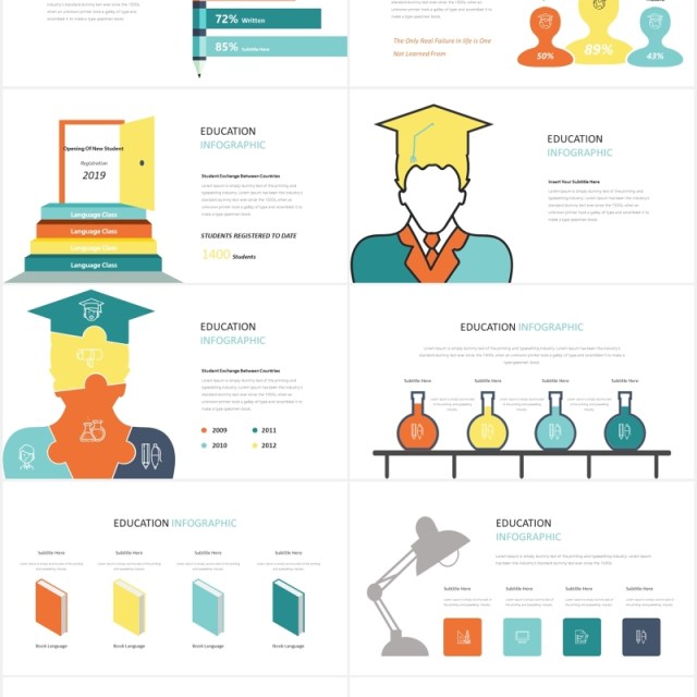 创意图形教育教学PPT信息图表素材Education Infographic Powerpoint  Template