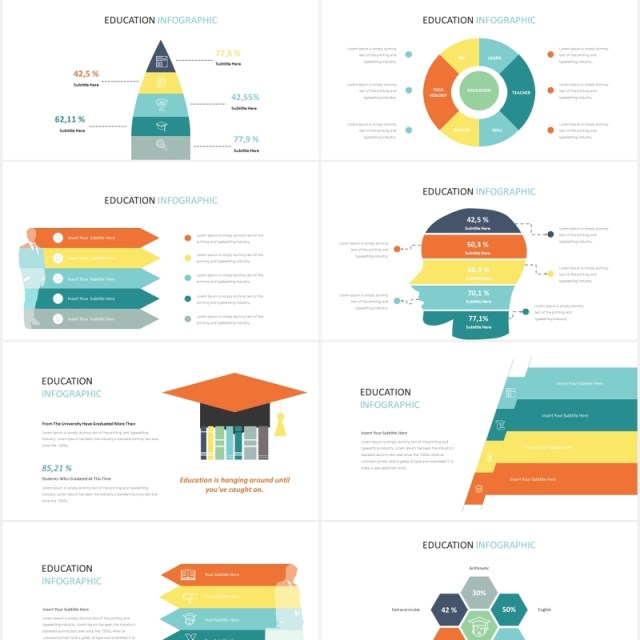 创意图形教育教学PPT信息图表素材Education Infographic Powerpoint  Template