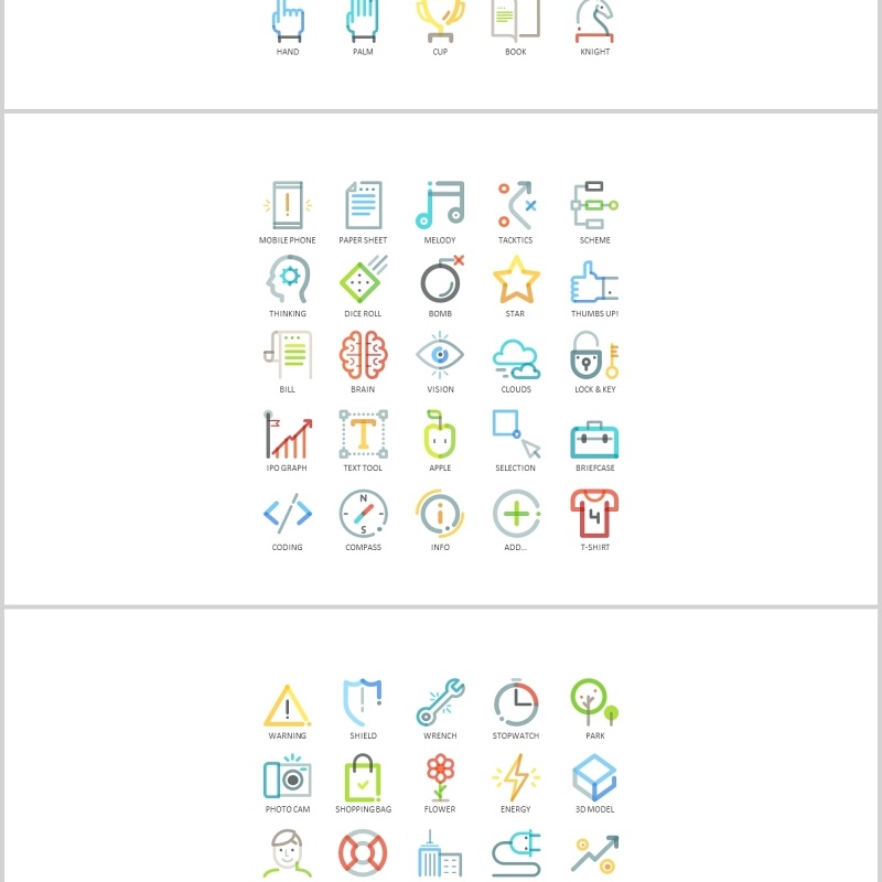 创意彩色线性图标PPT素材元素可编辑Icons