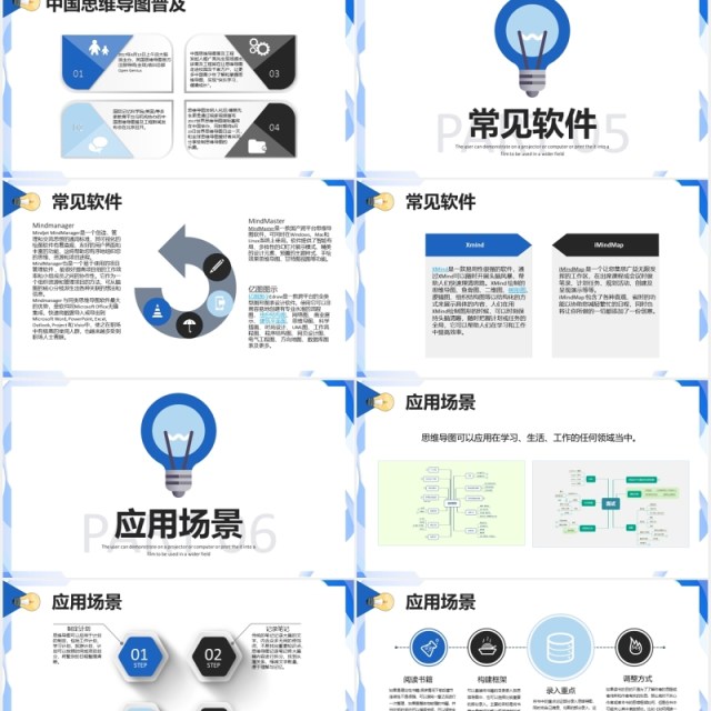 扁平风思维导图培训课件PPT模板 扁平风思维导图培训课件PPT模板