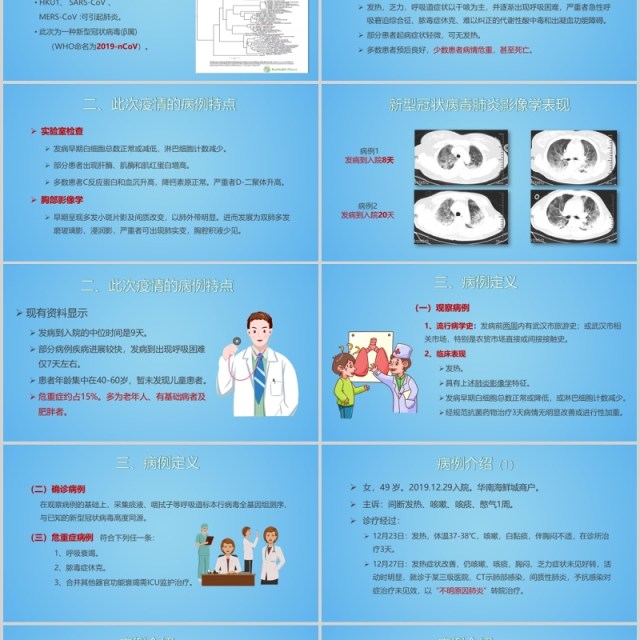 蓝色新型冠状病毒感染肺炎诊疗方案PPT模板 蓝色新型冠状病毒感染肺炎诊疗方案PPT模板