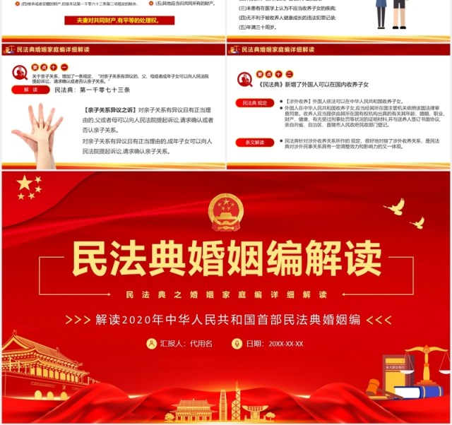 忠于人民服务人民民法典之婚姻家庭编详细解读红色党政PPT模板 忠于人民服务人民民法典之婚姻家庭编详细解读红色党政PPT模板