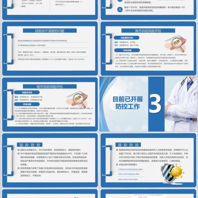 蓝色新型冠状病毒感染的肺炎医院预防与控制PPT疫情模板 蓝色新型冠状病毒感染的肺炎医院预防与控制PPT疫情模板