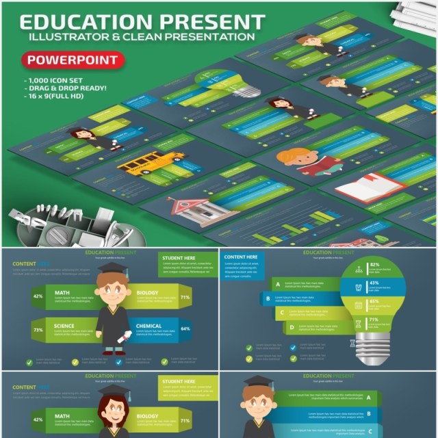 创意卡通教育培训人物图形PPT素材元素Education Powerpoint Slides Template