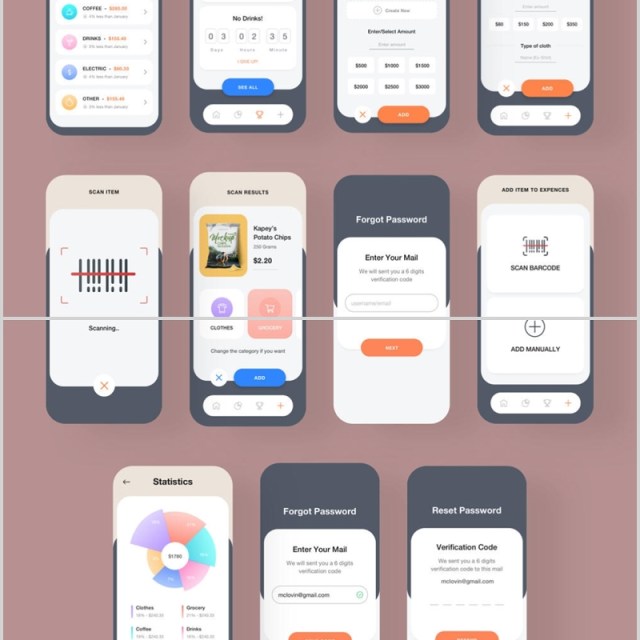 金融iOS应用UI KIT,费用追踪器iOS应用程序用户界面APP工具包 金融iOS应用UI KIT,费用追踪器iOS应用程序用户界面APP工具包