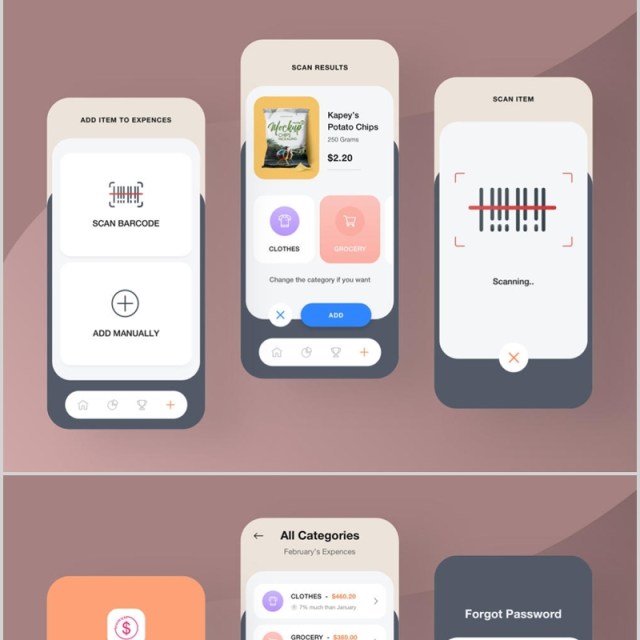 金融iOS应用UI KIT,费用追踪器iOS应用程序用户界面APP工具包 金融iOS应用UI KIT,费用追踪器iOS应用程序用户界面APP工具包