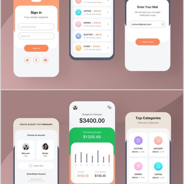金融iOS应用UI KIT,费用追踪器iOS应用程序用户界面APP工具包 金融iOS应用UI KIT,费用追踪器iOS应用程序用户界面APP工具包