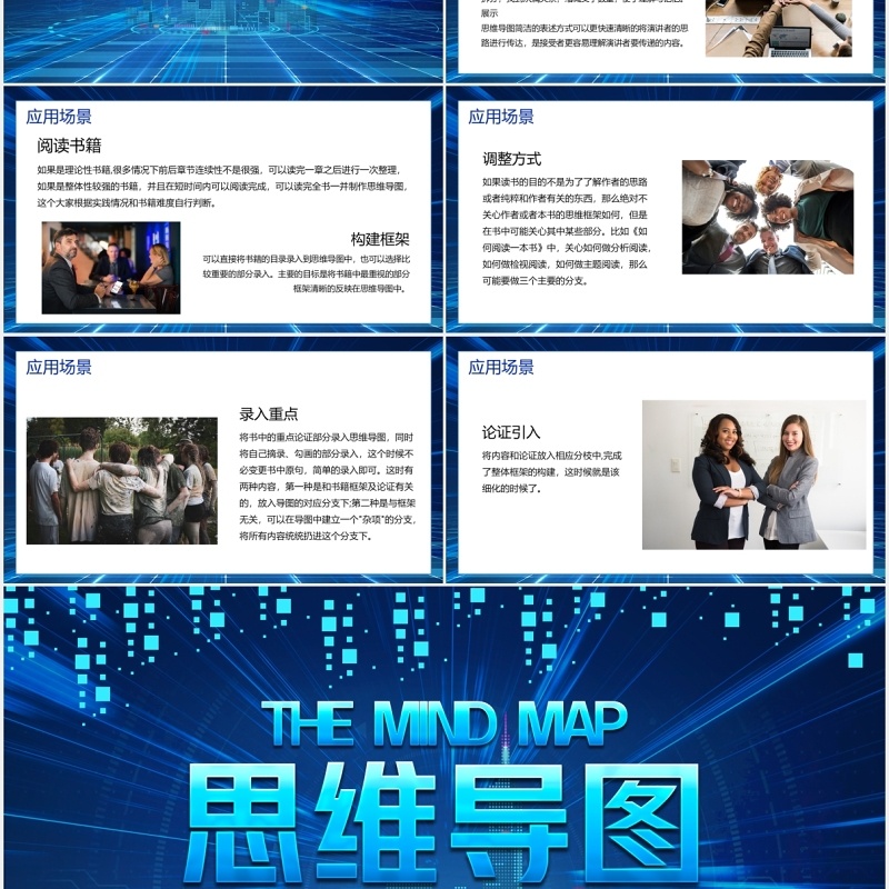 蓝色思维导图培训课程PPT模板